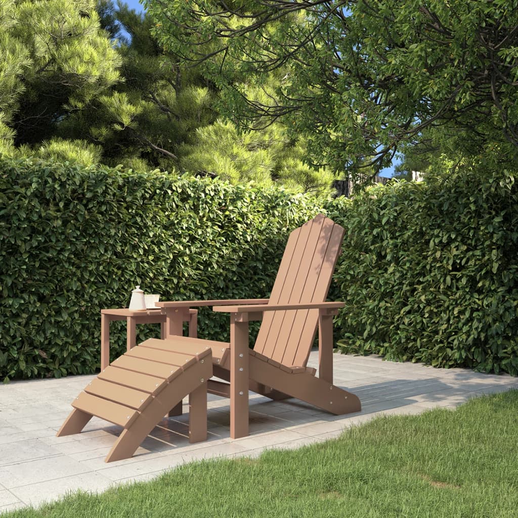 Chaise de jardin Adirondack avec table repose-pieds HDPE anthracite