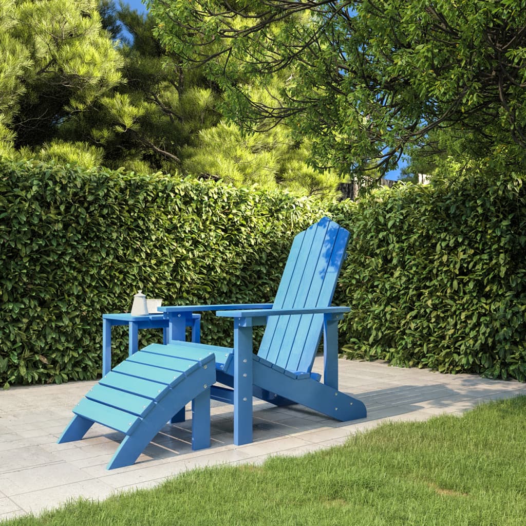 Chaise de jardin Adirondack avec table repose-pieds HDPE anthracite