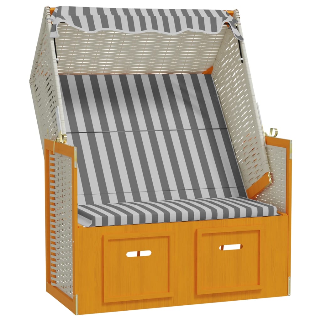 Strandstoel met luifel poly rattan hout