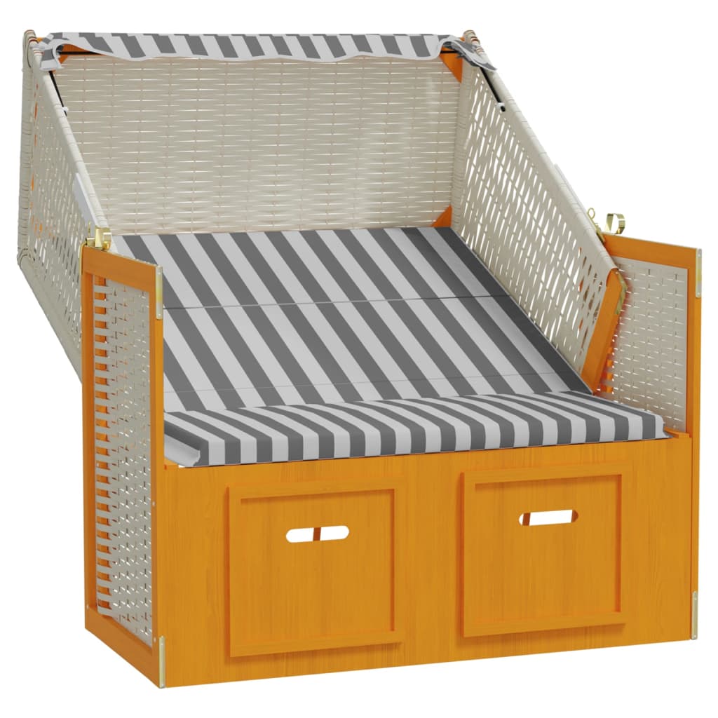 Strandstoel met luifel poly rattan hout