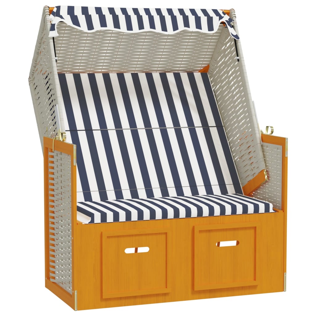 Strandstoel met luifel poly rattan hout