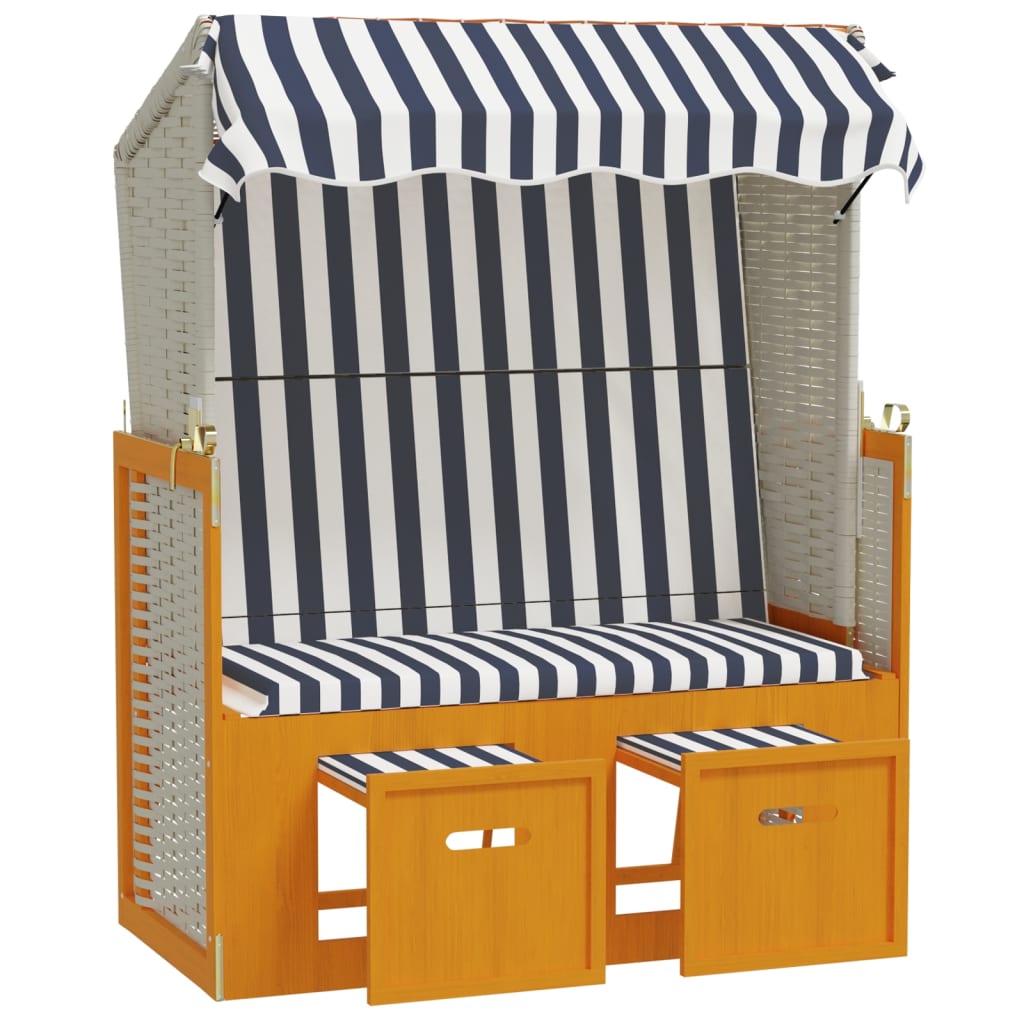 Strandstoel met luifel poly rattan hout