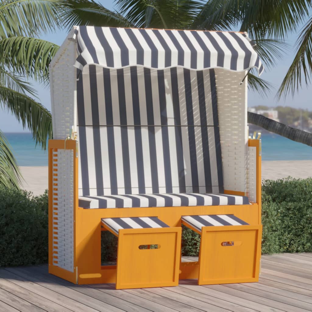 Strandstoel met luifel poly rattan hout