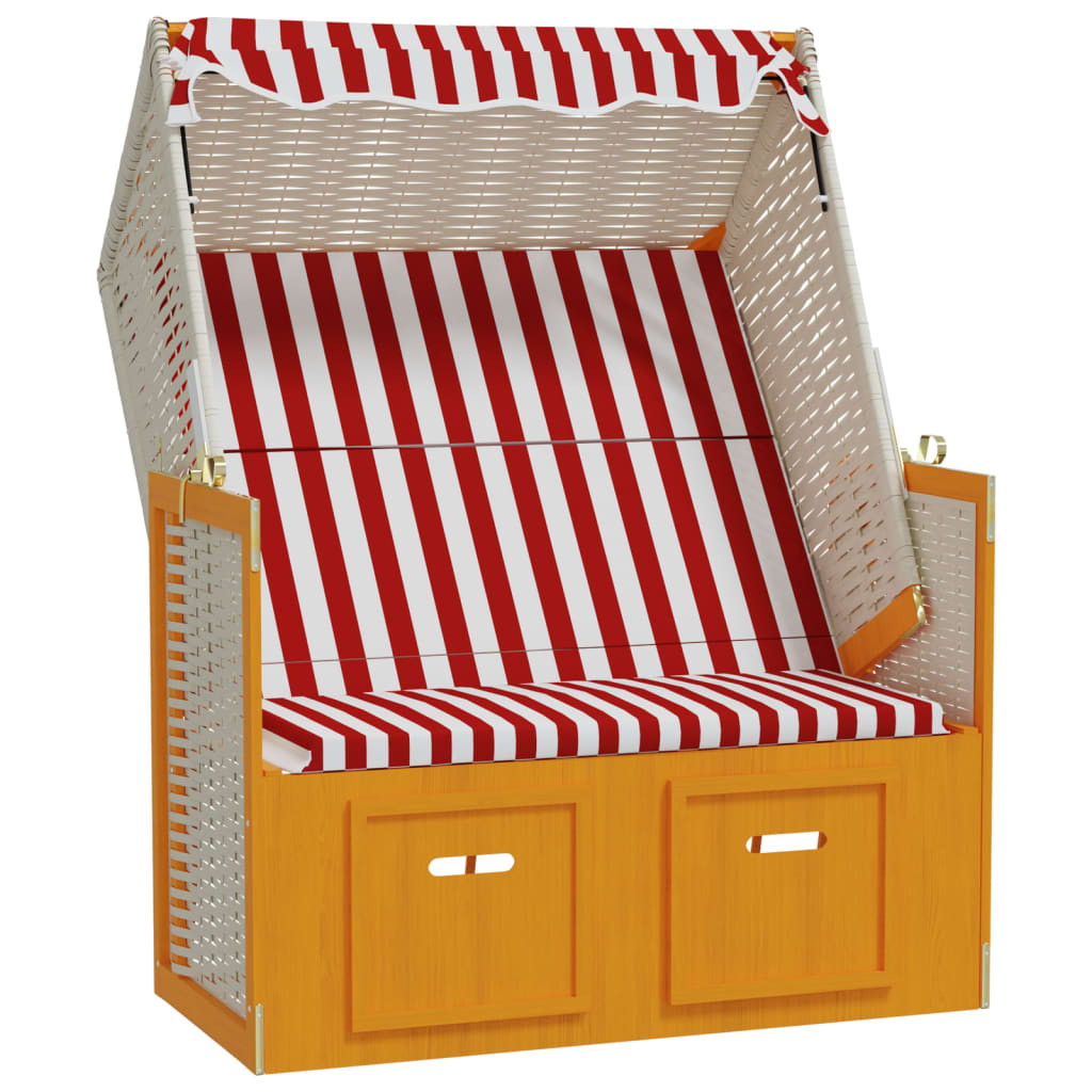 Strandstoel met luifel poly rattan hout