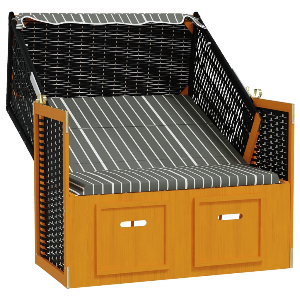 Strandstoel met luifel poly rattan hout