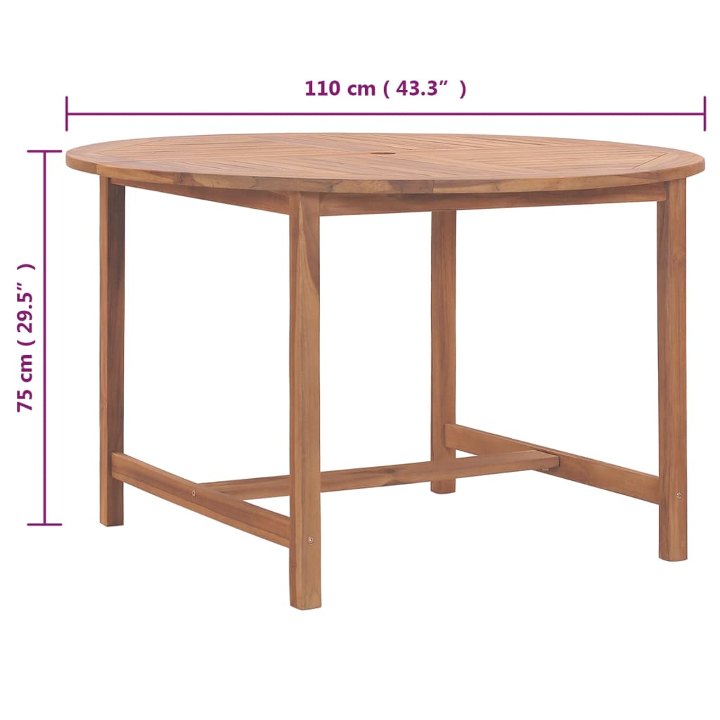 Tuintafel 110x110x75 cm massief teakhout