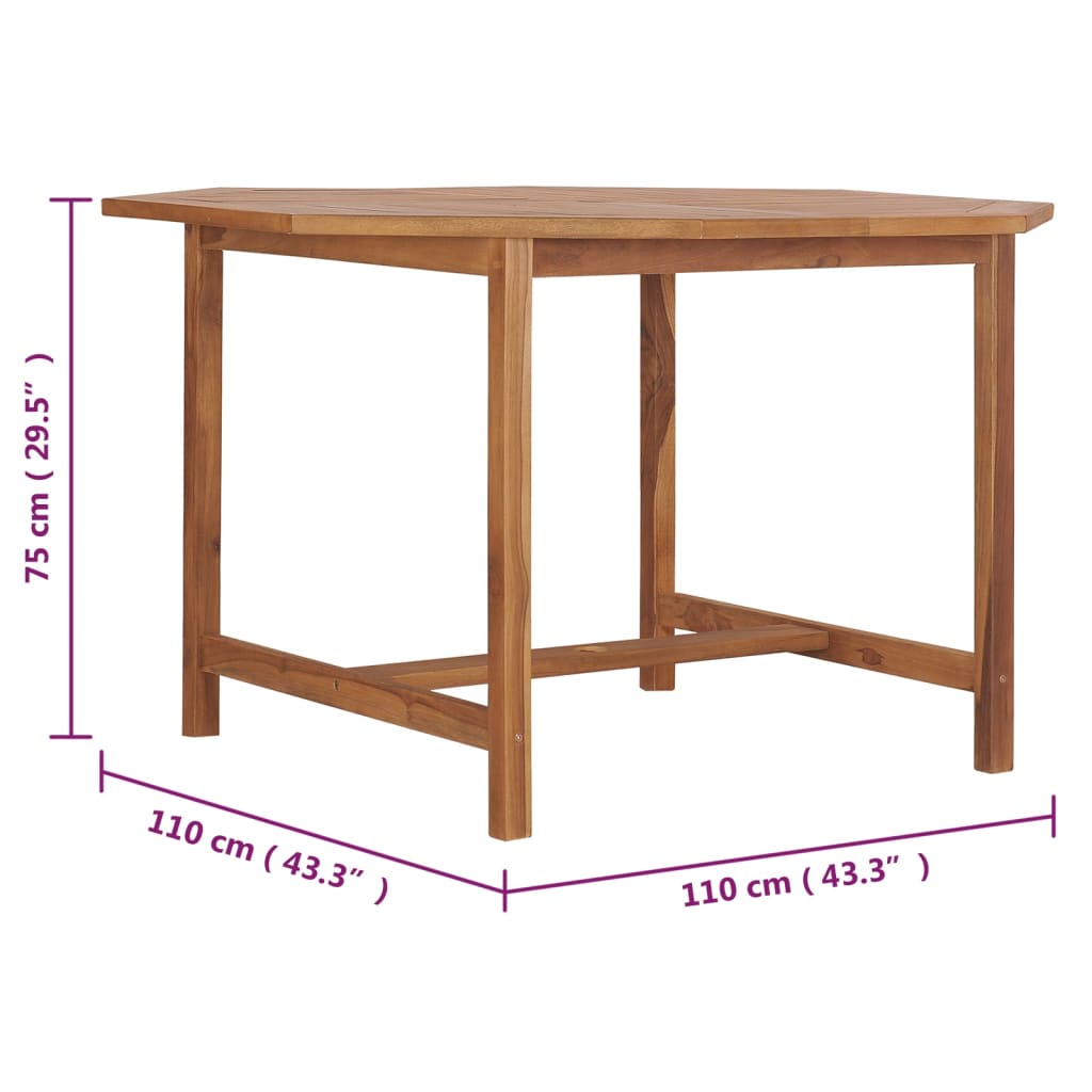 Tuintafel 110x110x75 cm massief teakhout