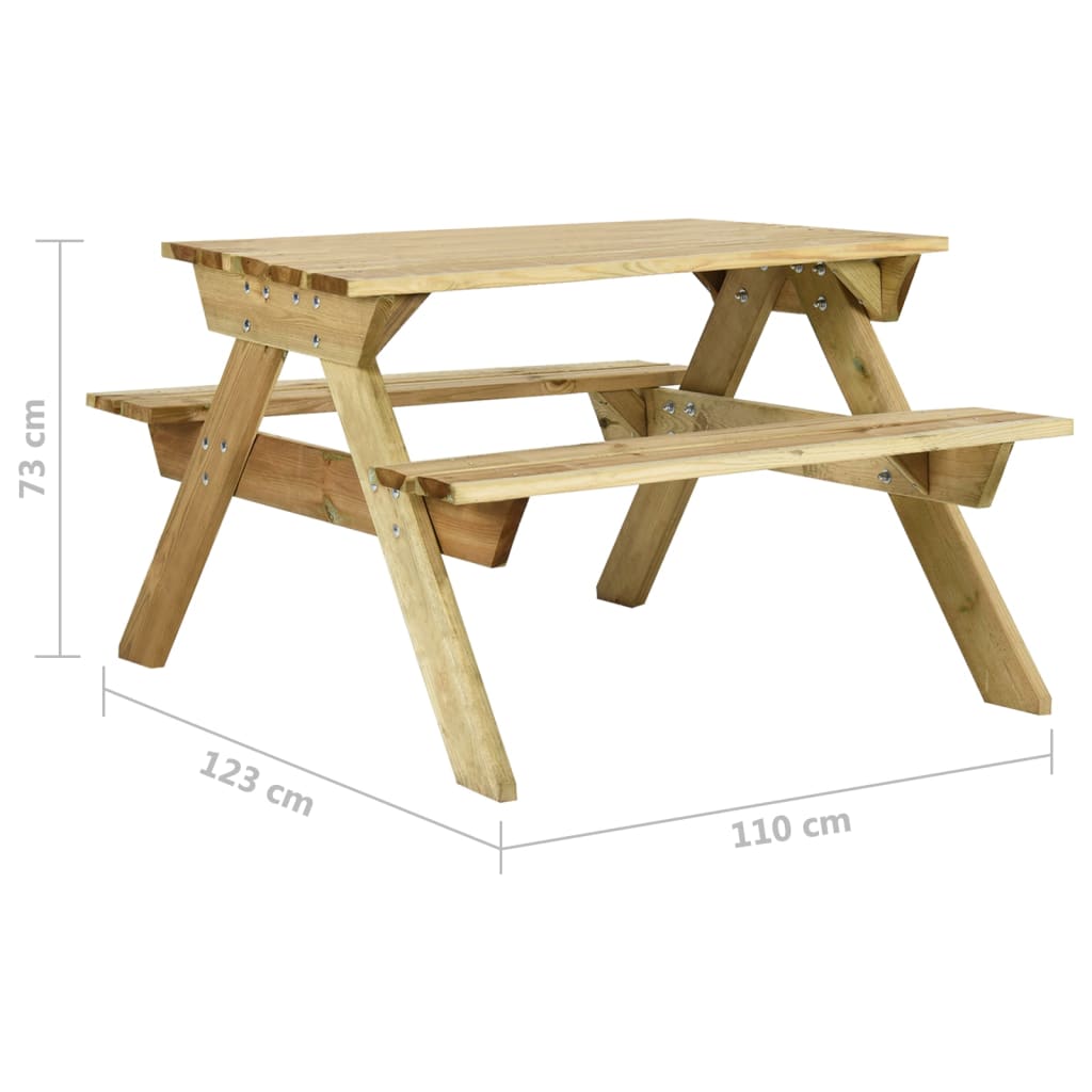 Table de pique-nique avec bancs 220x122x72 cm bois de pin imprégné