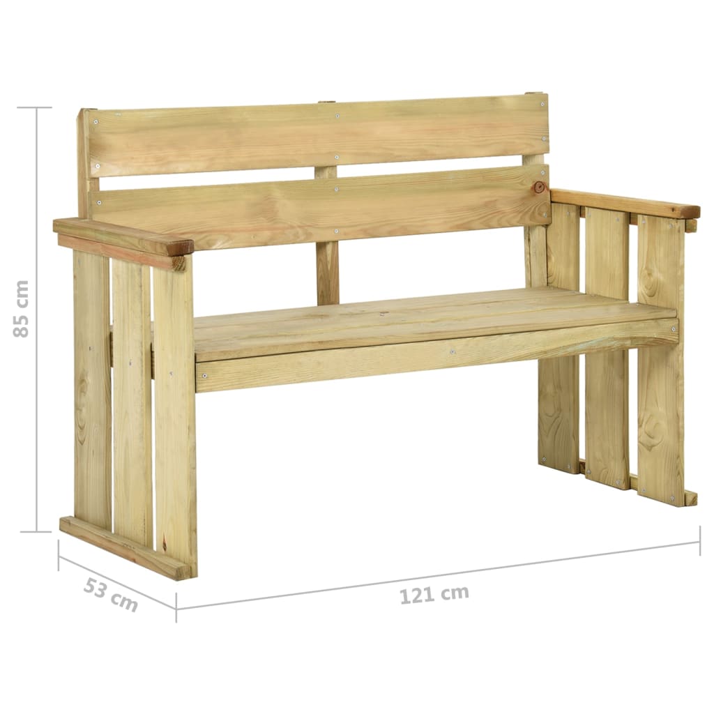 Banc de jardin 121 cm en bois de pin imprégné