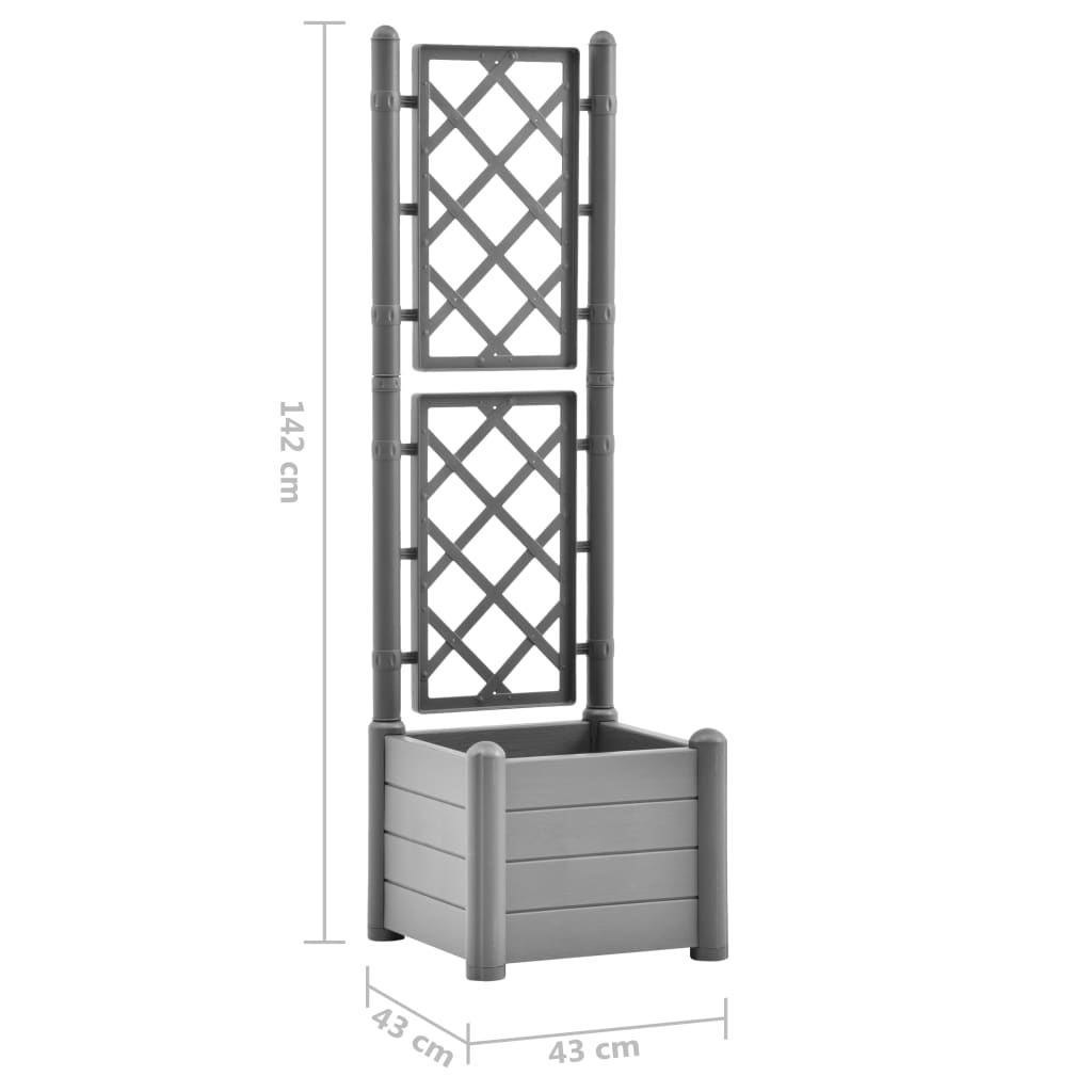 Plantenbak met latwerk 43x43x142 cm PP