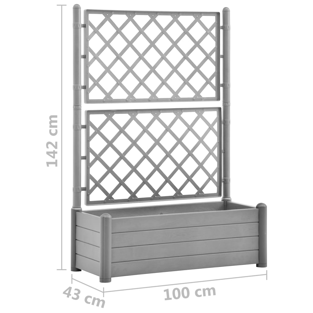 Plantenbak met latwerk 43x43x142 cm PP