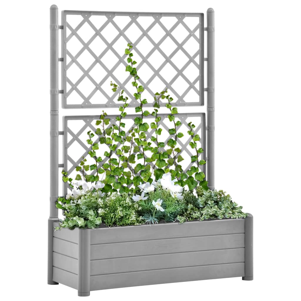 Plantenbak met latwerk 43x43x142 cm PP