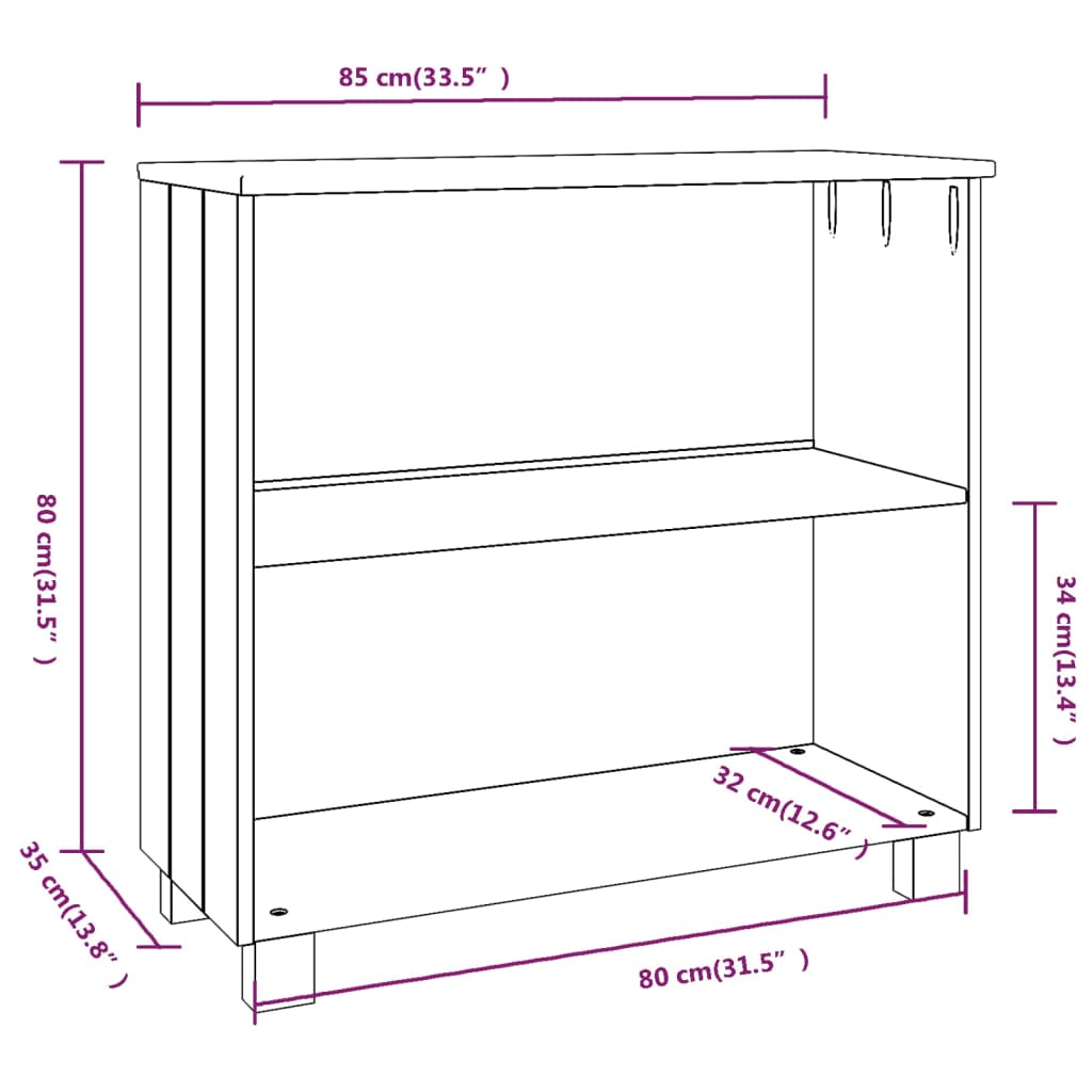 Dressoir HAMAR 85x35x80 massief grenenhout