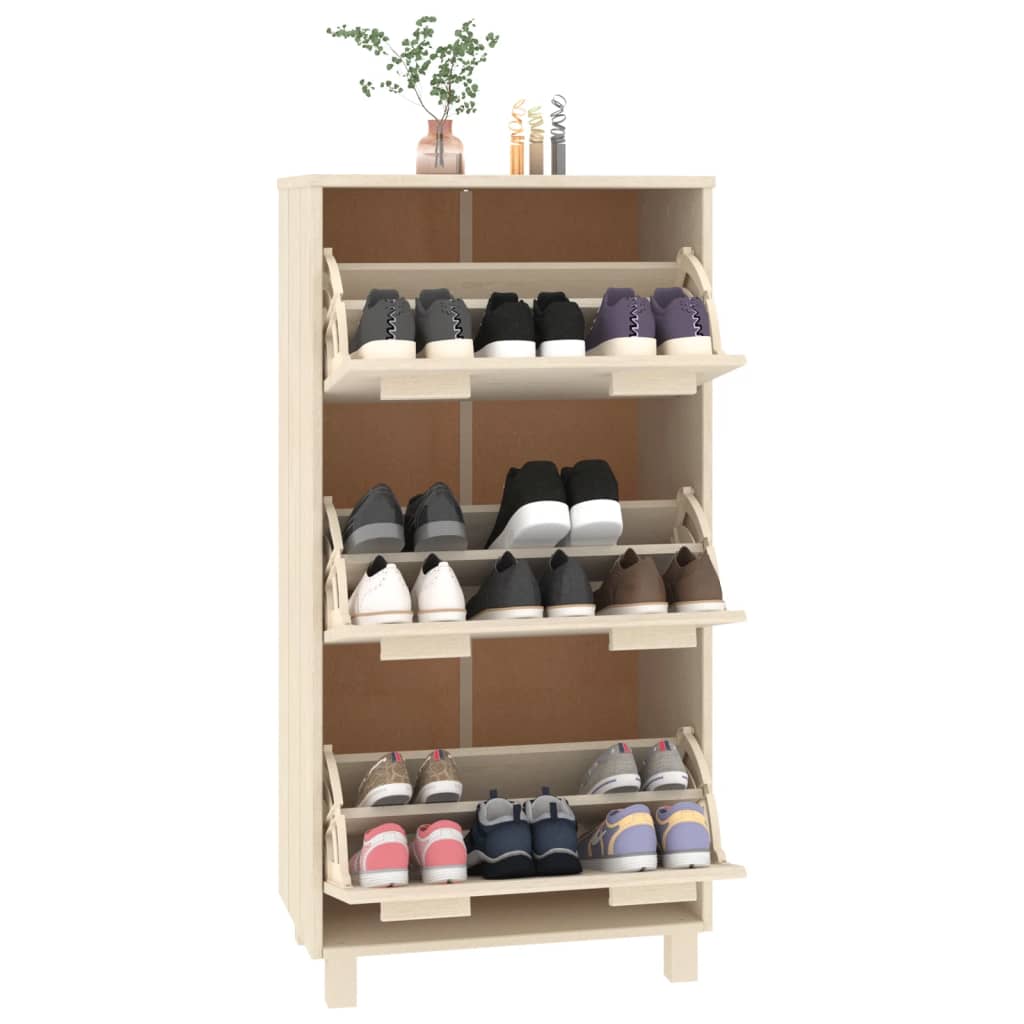 Meuble à chaussures HAMAR 59,5x35x117 cm en bois de pin massif