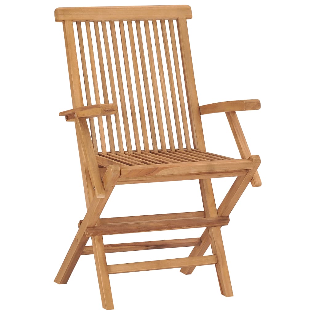 Chaises de jardin 2 pcs pliables en bois de teck massif