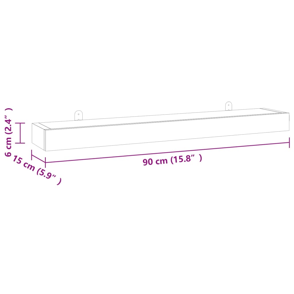 Wandschappen 2 st 110x15x4 cm massief teakhout