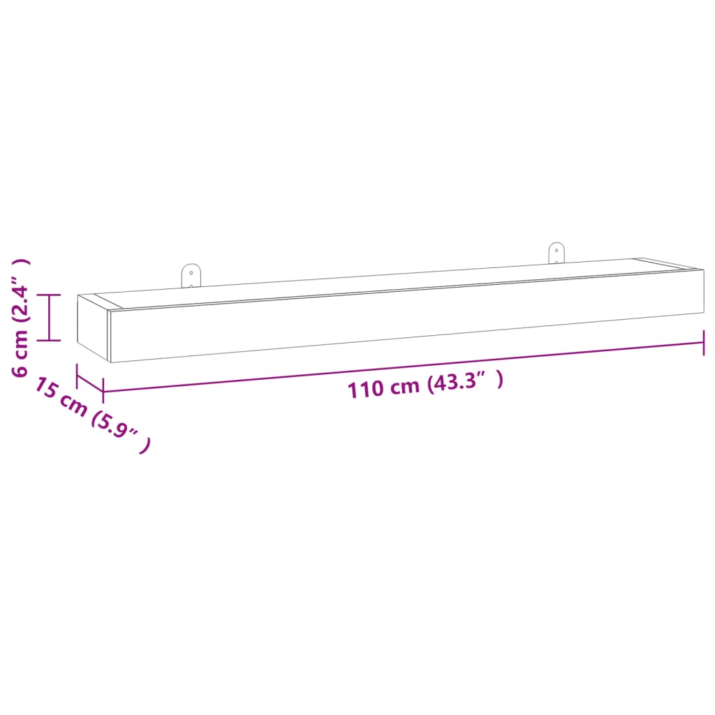 Wandschappen 2 st 110x15x4 cm massief teakhout