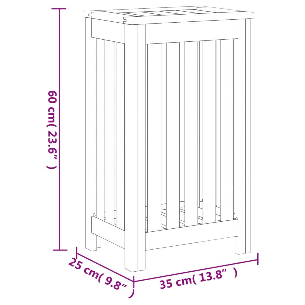 Wasmand 50x35x60 cm massief teakhout