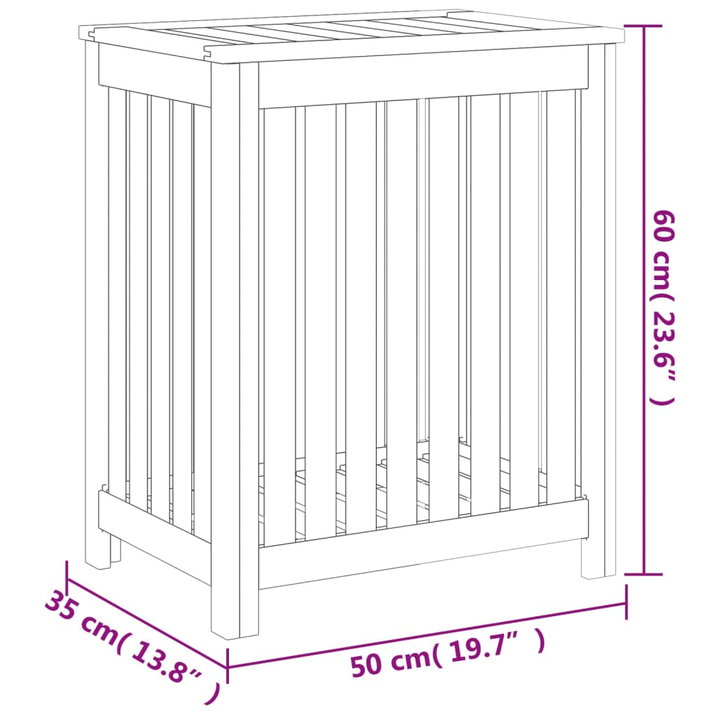 Wasmand 35x25x60 cm massief teakhout