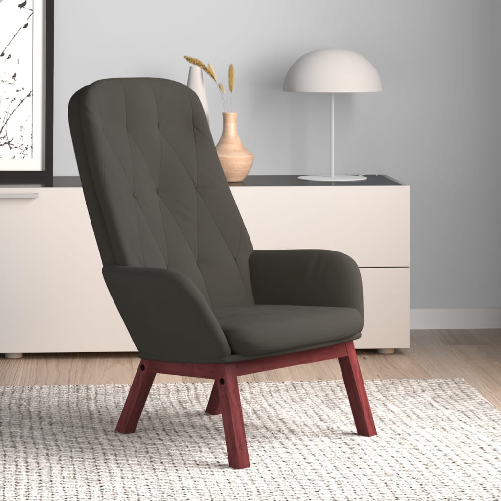 Fauteuil relax velours gris foncé