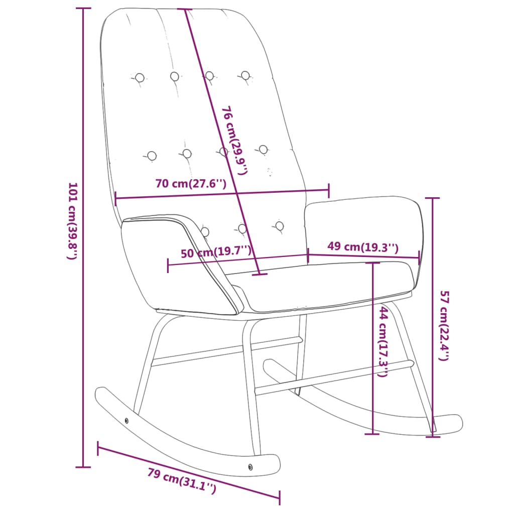 Rocking chair avec repose-pieds en tissu