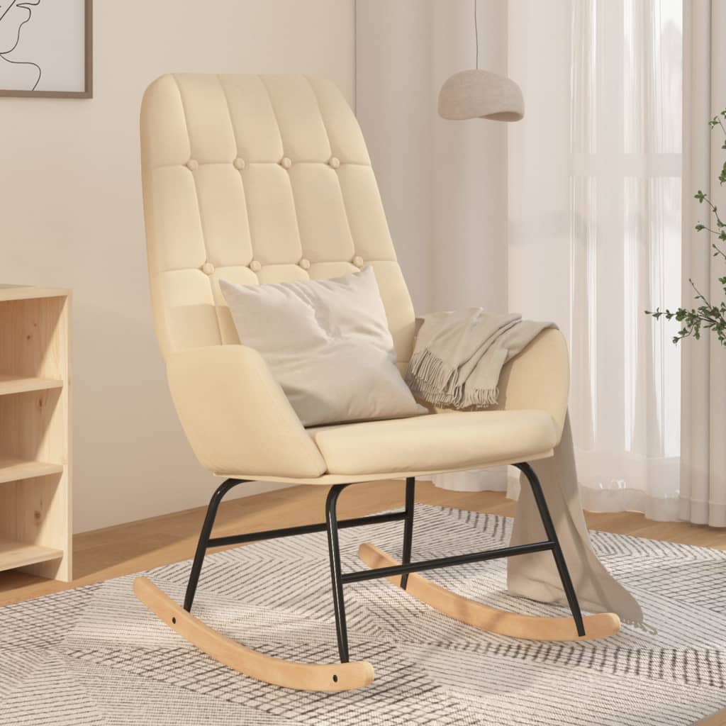 Rocking chair avec repose-pieds en tissu