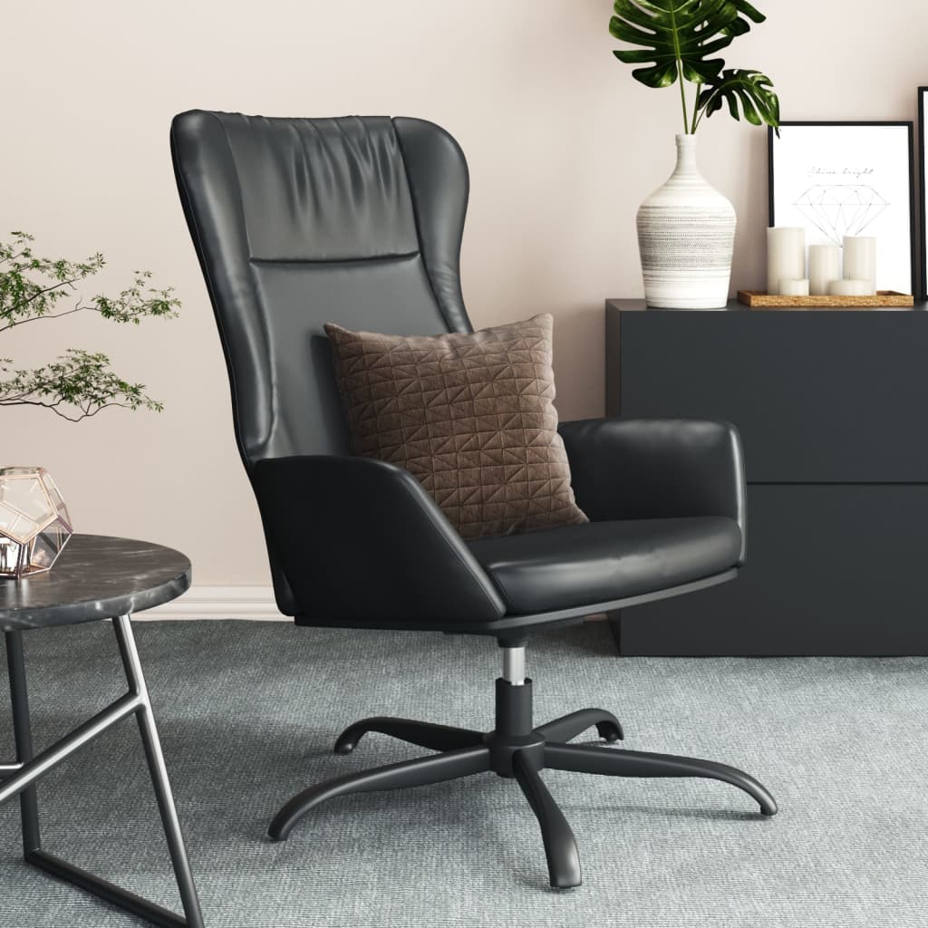 Fauteuil relax simili cuir noir