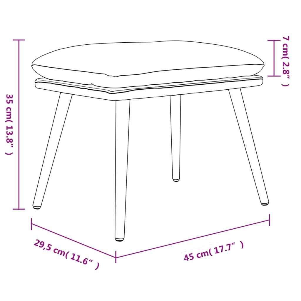 Voetenbank 45x29,5x35 cm stof crèmekleurig