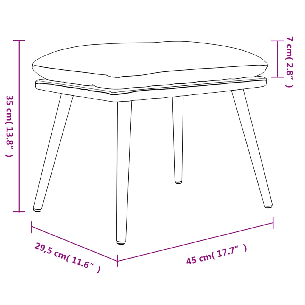 Voetenbank 45x29,5x35 cm stof zwart