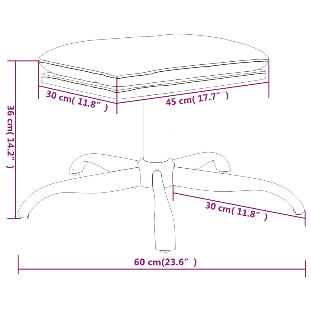 Voetenbank 60x60x36 cm fluweel