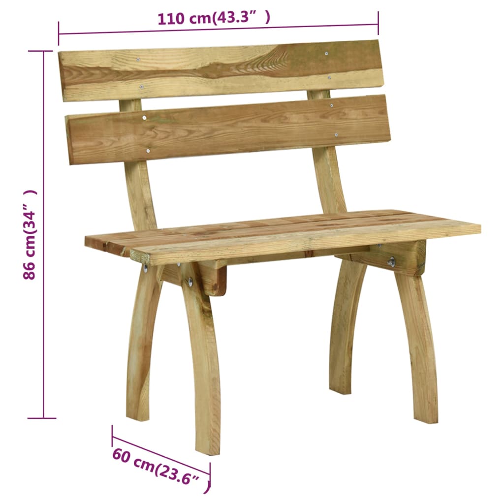 Banc de jardin 110 cm bois de pin imprégné