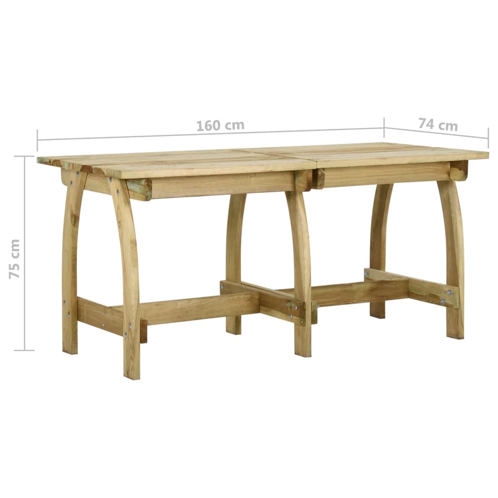 Tuintafel 220x74x75 cm geïmpregneerd grenenhout