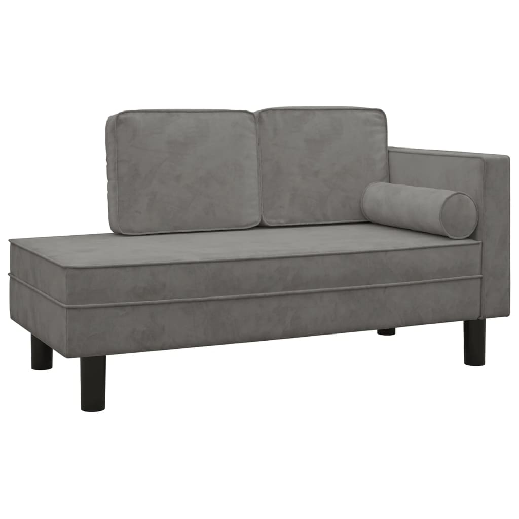 Chaise longue met kussens en bolster fluweel