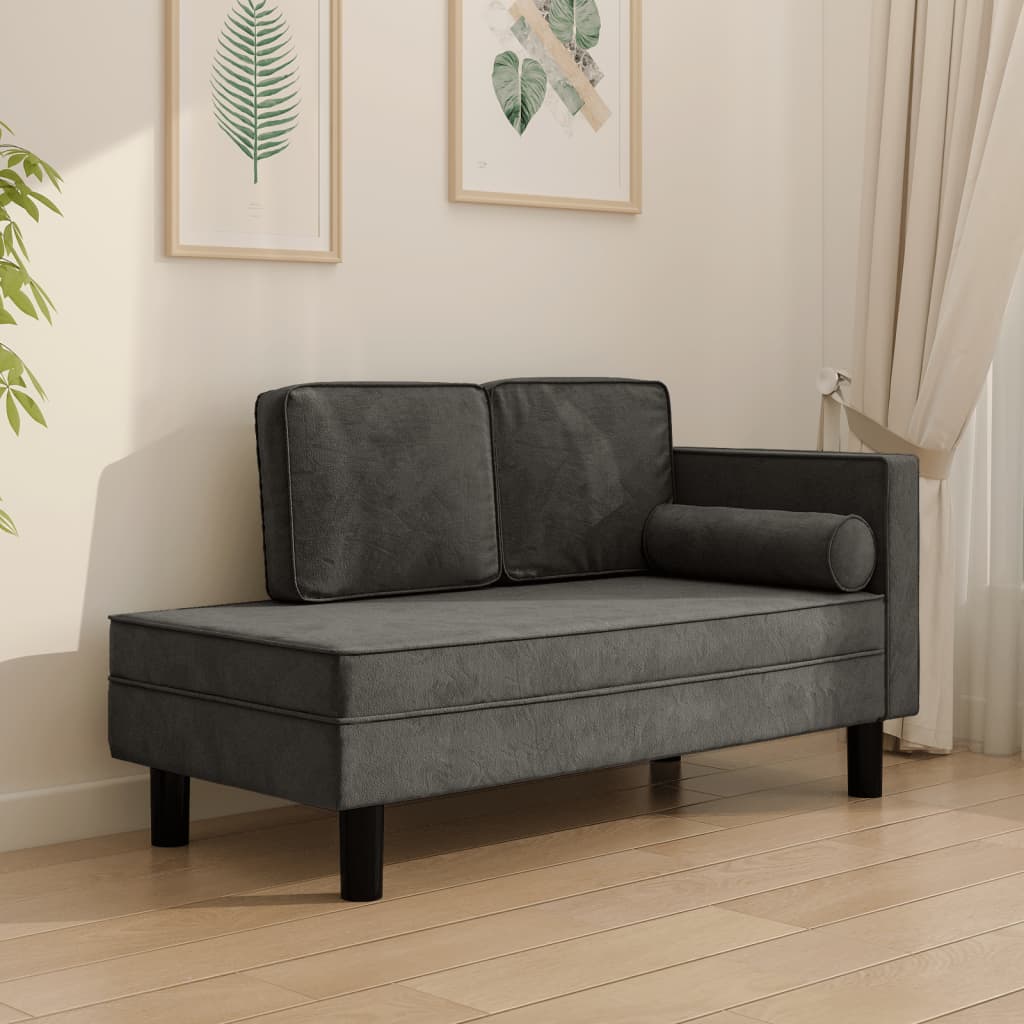 Chaise longue met kussens en bolster fluweel