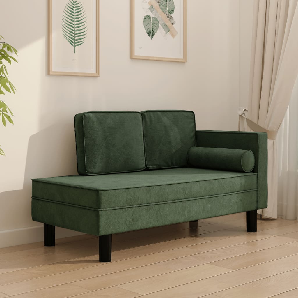 Chaise longue met kussens en bolster fluweel