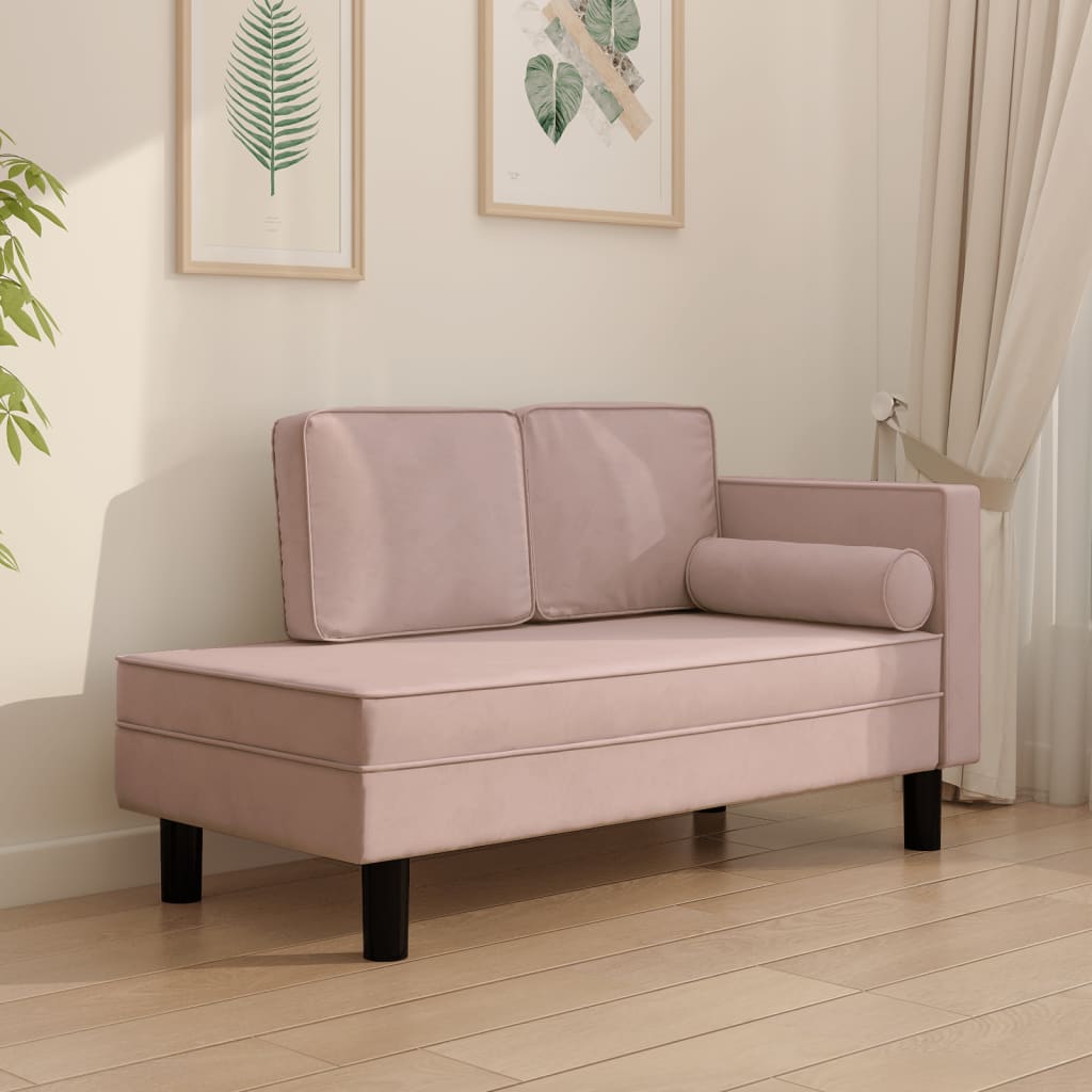 Chaise longue met kussens en bolster fluweel