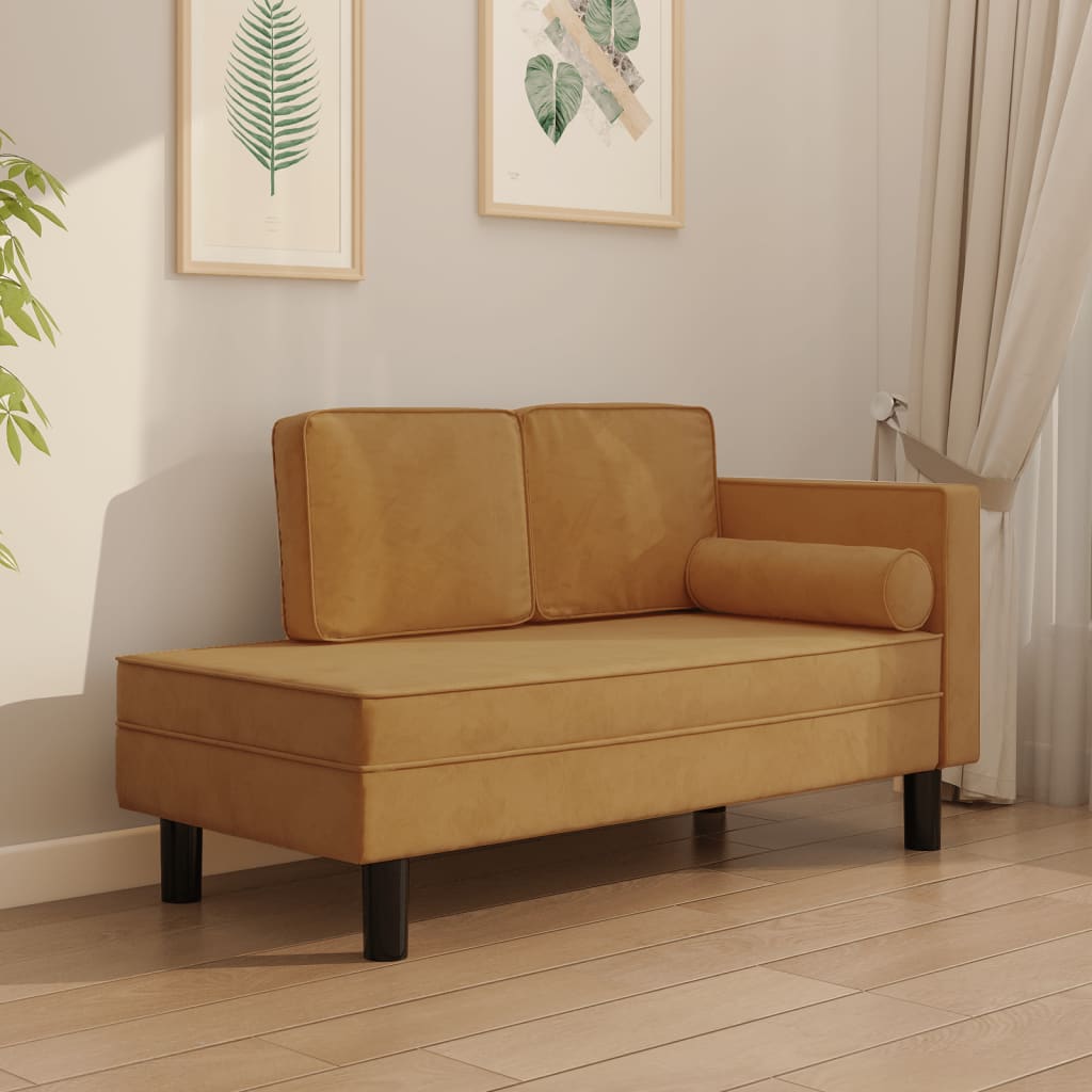 Chaise longue met kussens en bolster fluweel