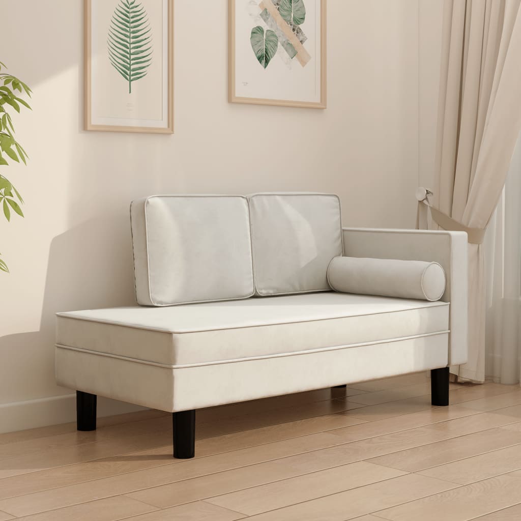 Chaise longue met kussens en bolster fluweel