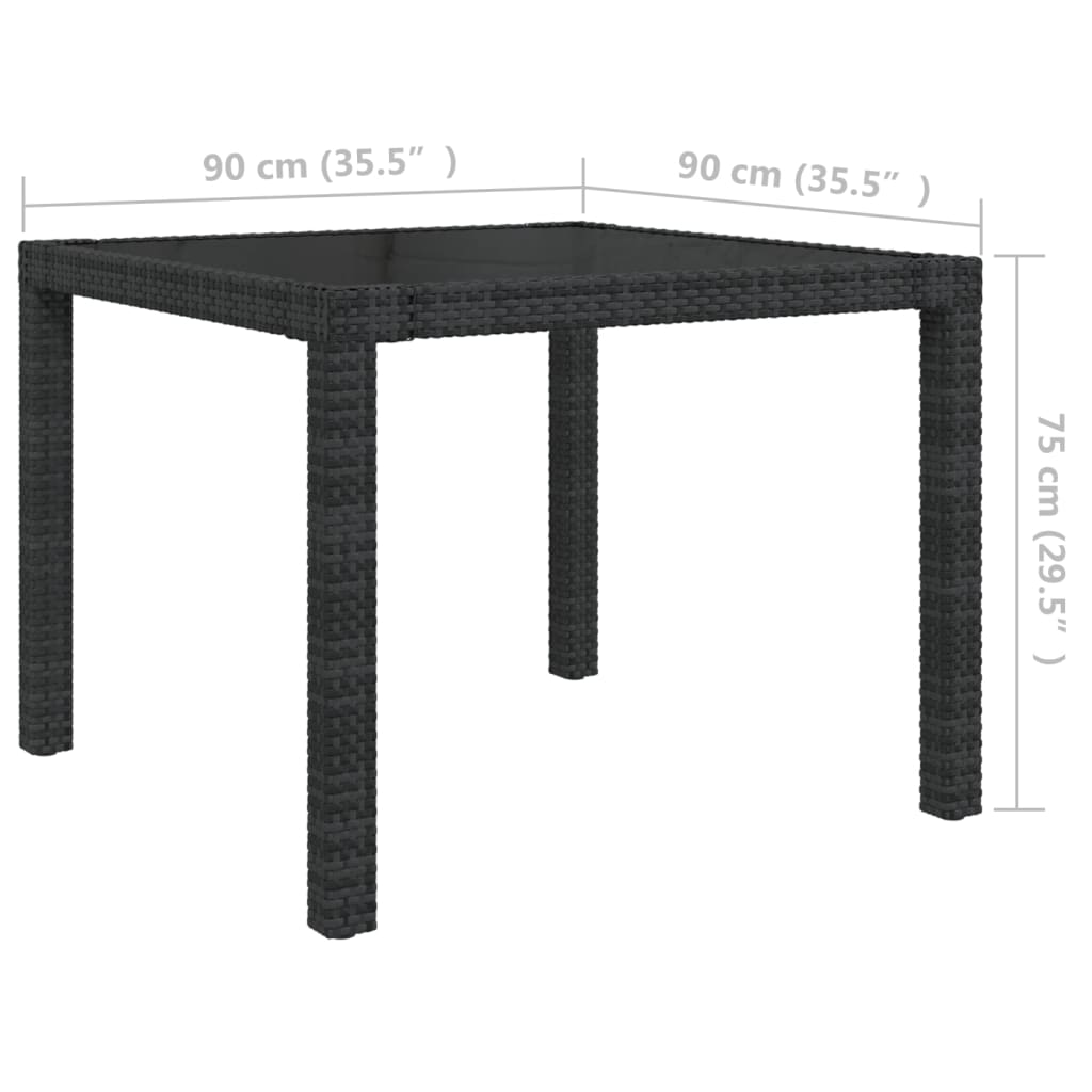 5-delige Tuinset poly rattan zwart