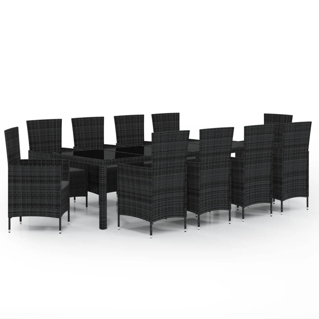 5-delige Tuinset poly rattan zwart