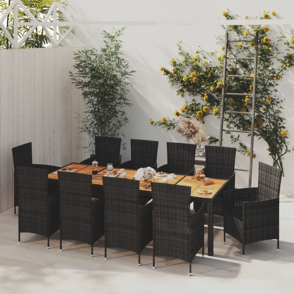 3-delige Tuinset met kussens poly rattan