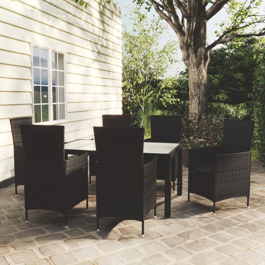 3-delige Tuinset met kussens poly rattan