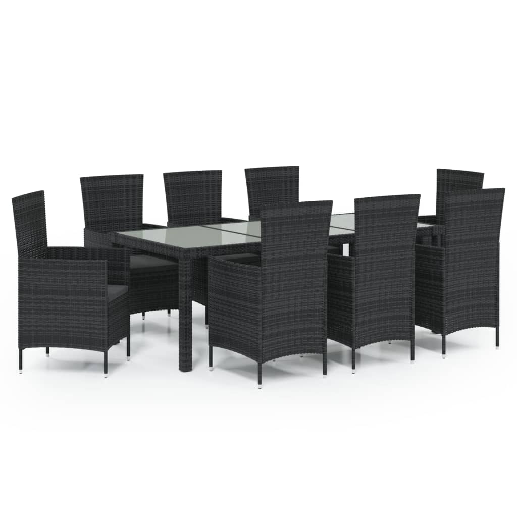 3-delige Tuinset met kussens poly rattan