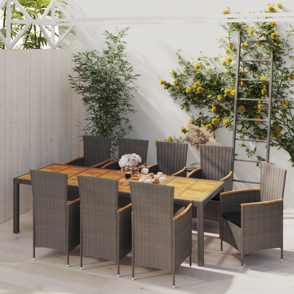 9-delige Tuinset met kussens poly rattan