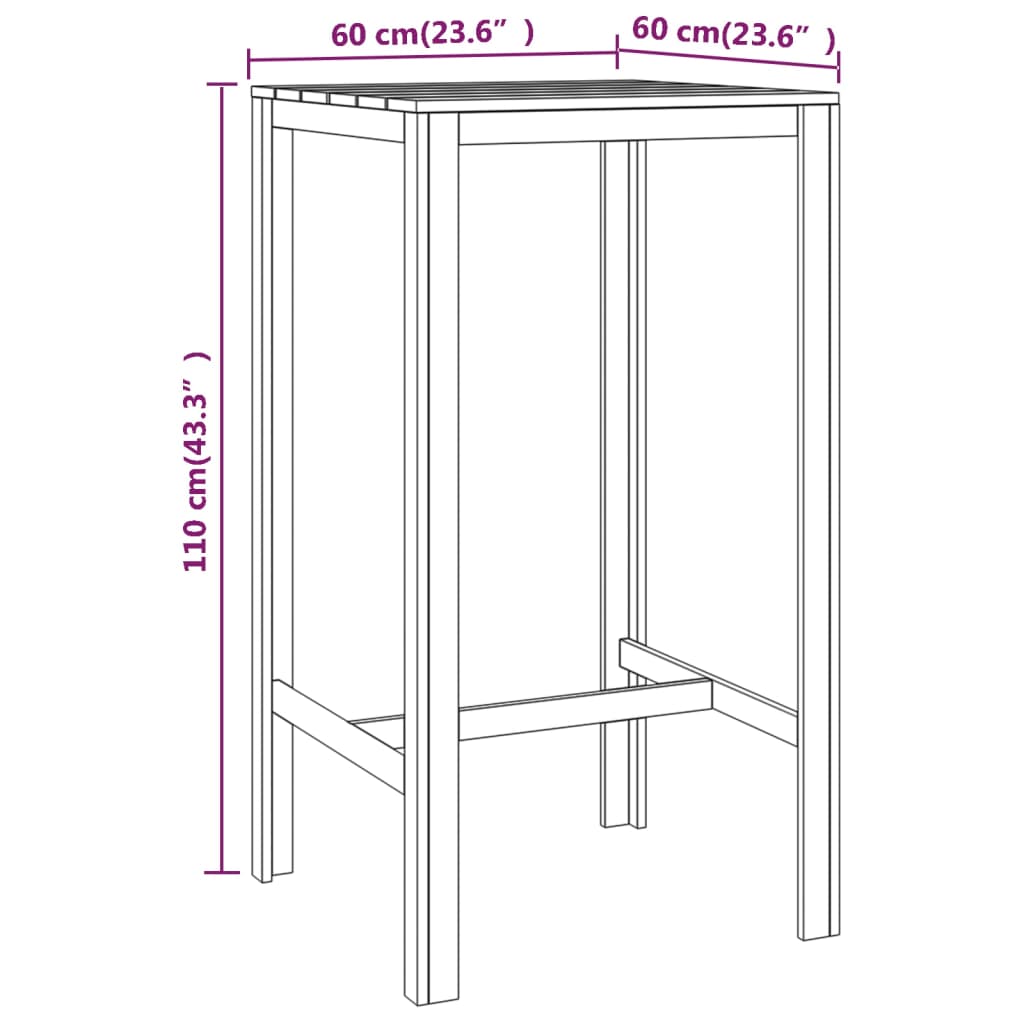 Table de bar 110x60x110 cm bois de pin imprégné