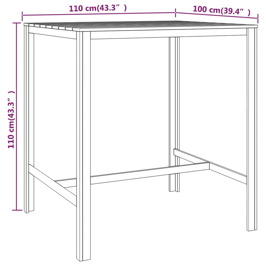 Table de bar 110x60x110 cm bois de pin imprégné