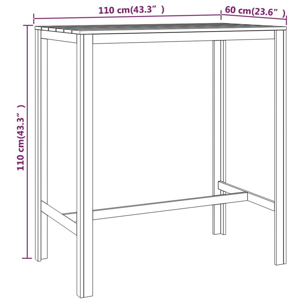 Table de bar 110x60x110 cm bois de pin imprégné