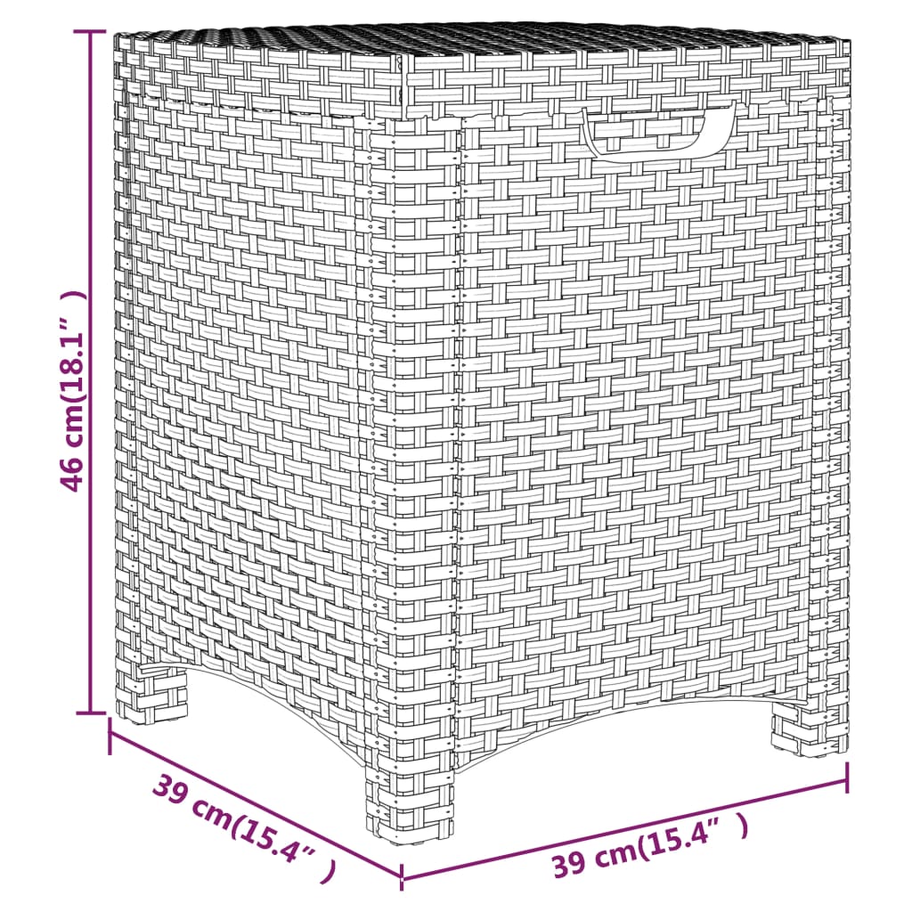 Coffre de jardin 39x39x46 cm PP rotin