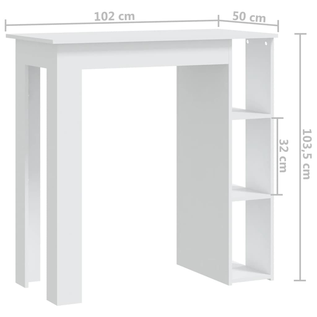 Bartafel met schap 102x50x103,5 cm bewerkt hout