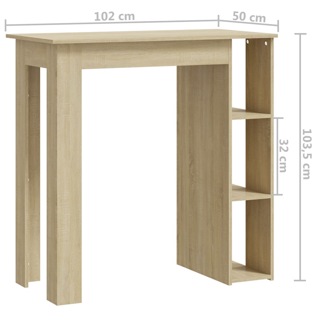 Bartafel met schap 102x50x103,5 cm bewerkt hout